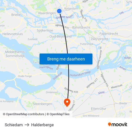 Schiedam to Halderberge map