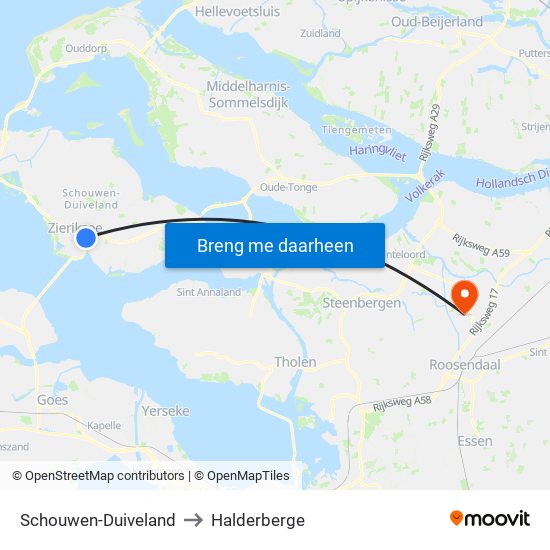 Schouwen-Duiveland to Halderberge map