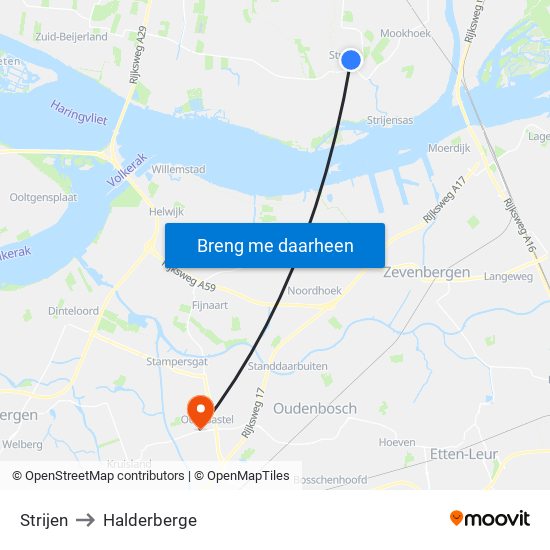 Strijen to Halderberge map