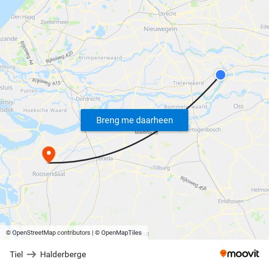 Tiel to Halderberge map