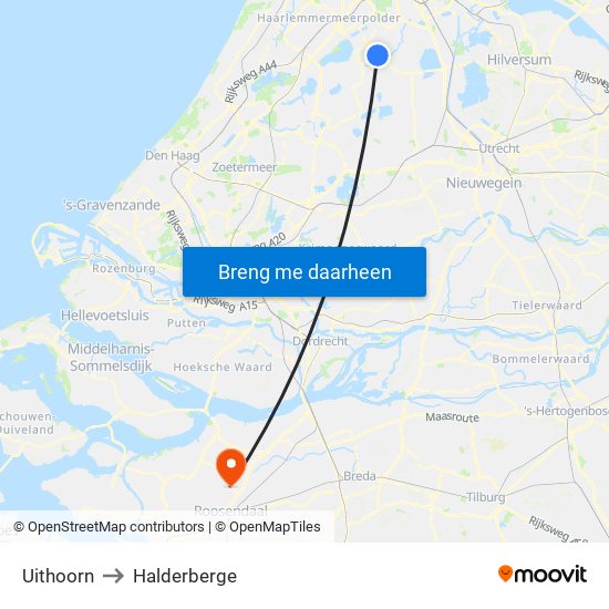 Uithoorn to Halderberge map