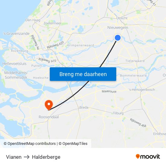 Vianen to Halderberge map