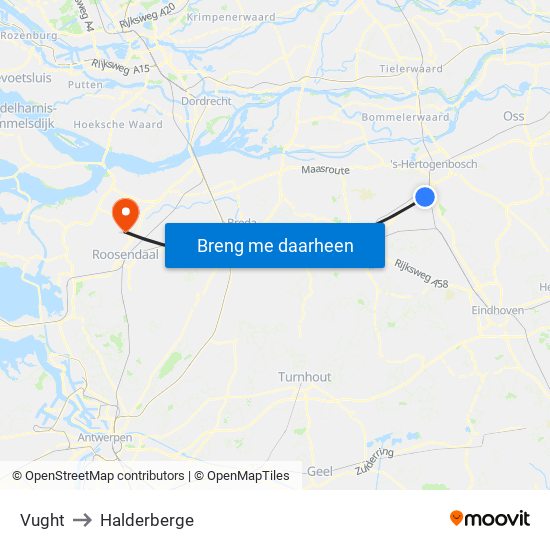 Vught to Halderberge map