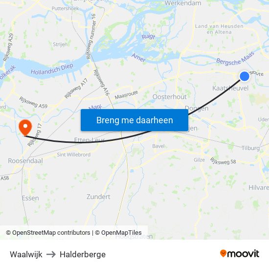Waalwijk to Halderberge map