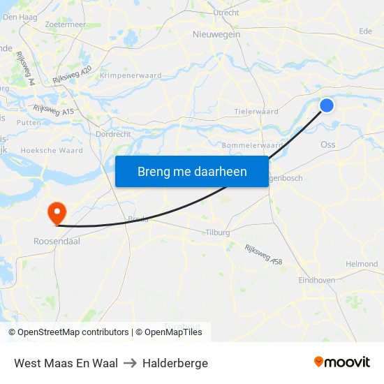 West Maas En Waal to Halderberge map