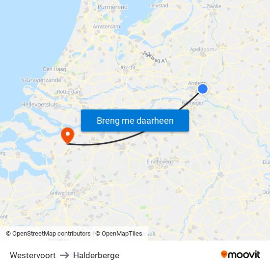 Westervoort to Halderberge map