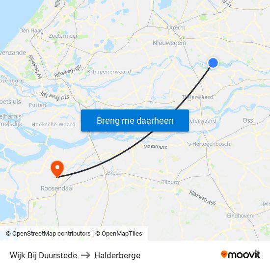 Wijk Bij Duurstede to Halderberge map