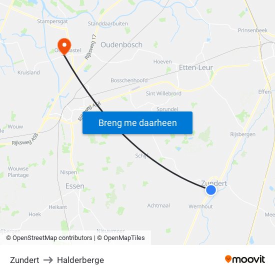 Zundert to Halderberge map