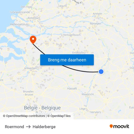 Roermond to Halderberge map