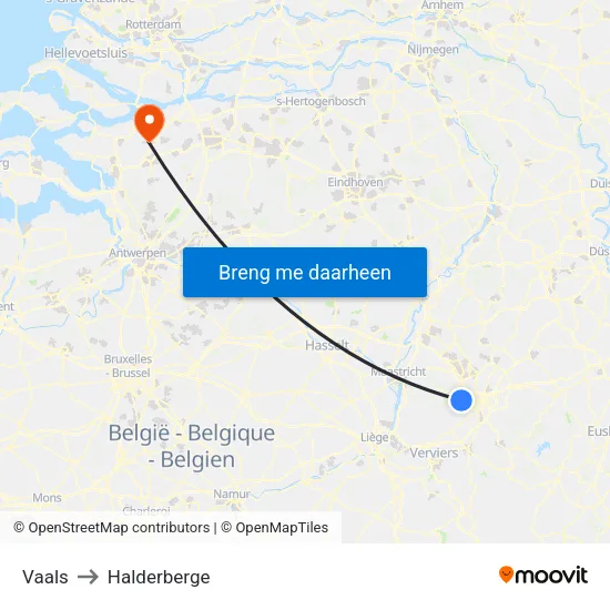 Vaals to Halderberge map