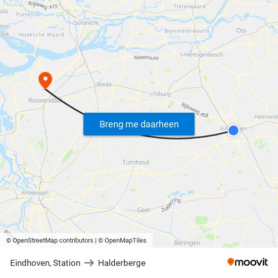 Eindhoven, Station to Halderberge map