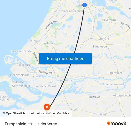 Europaplein to Halderberge map