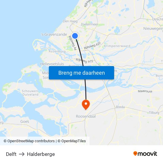 Delft to Halderberge map