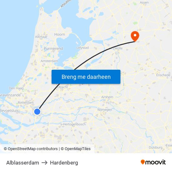 Alblasserdam to Hardenberg map