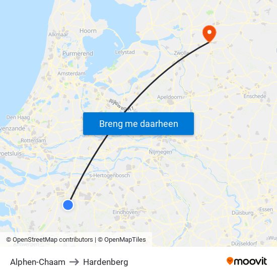 Alphen-Chaam to Hardenberg map