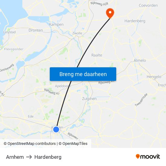 Arnhem to Hardenberg map