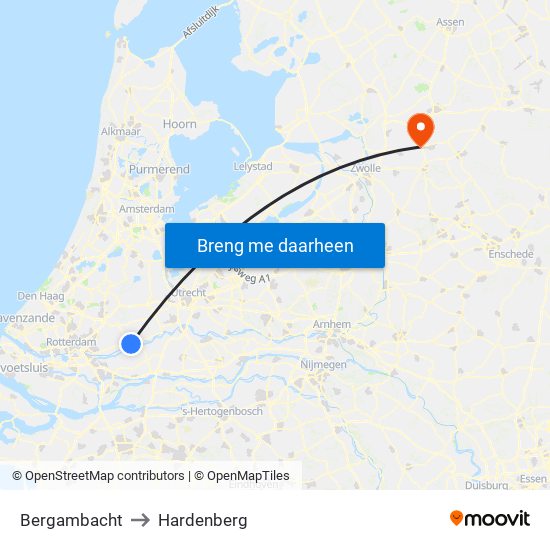 Bergambacht to Hardenberg map