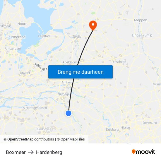 Boxmeer to Hardenberg map