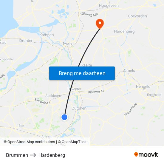 Brummen to Hardenberg map