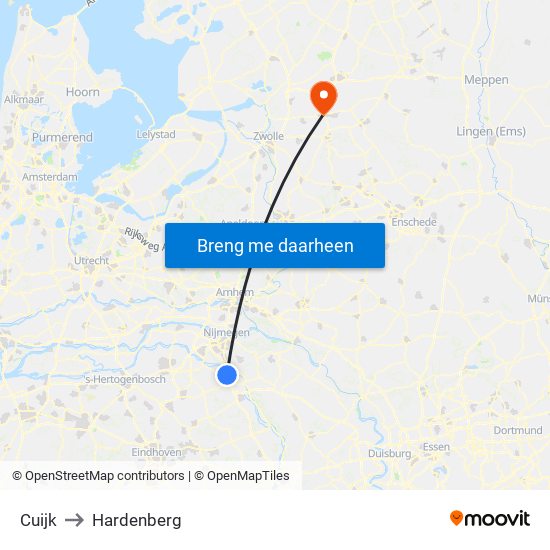 Cuijk to Hardenberg map