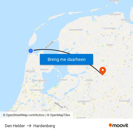Den Helder to Hardenberg map