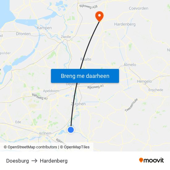 Doesburg to Hardenberg map