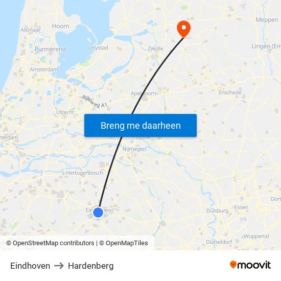 Eindhoven to Hardenberg map