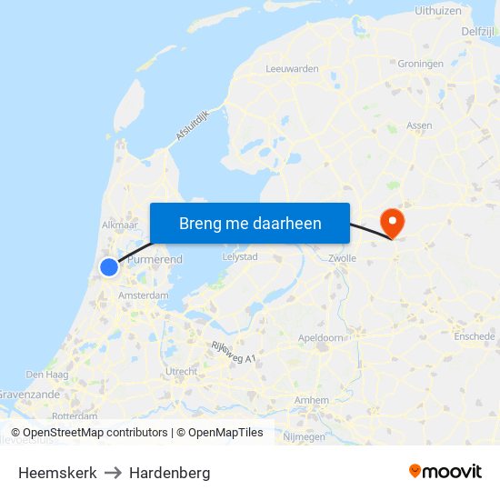 Heemskerk to Hardenberg map