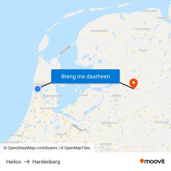 Heiloo to Hardenberg map