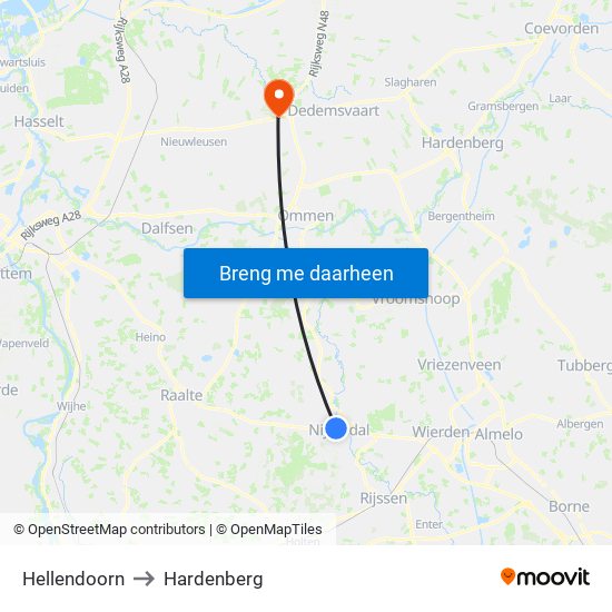 Hellendoorn to Hardenberg map