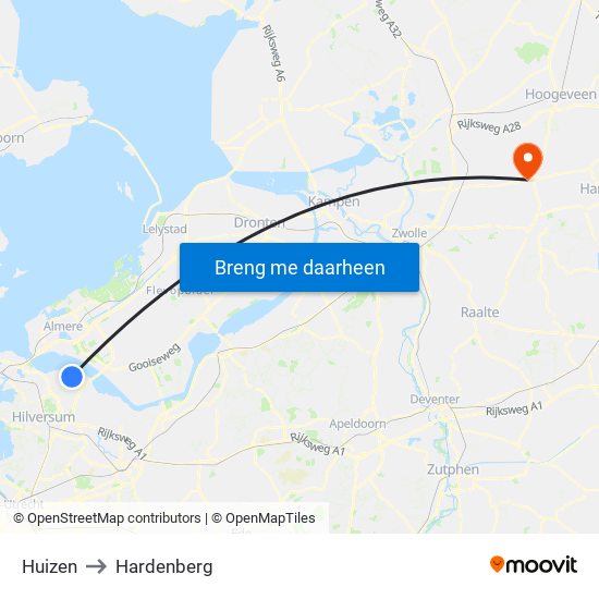 Huizen to Hardenberg map