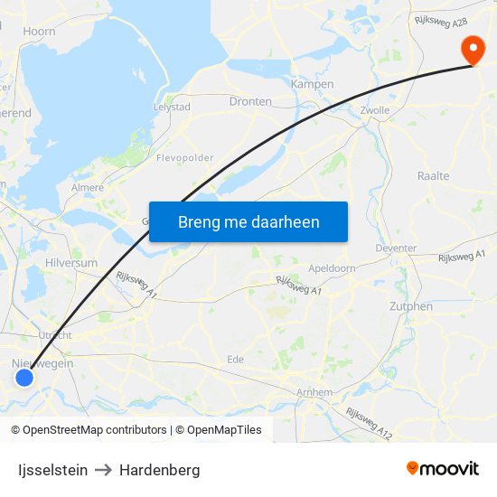 Ijsselstein to Hardenberg map