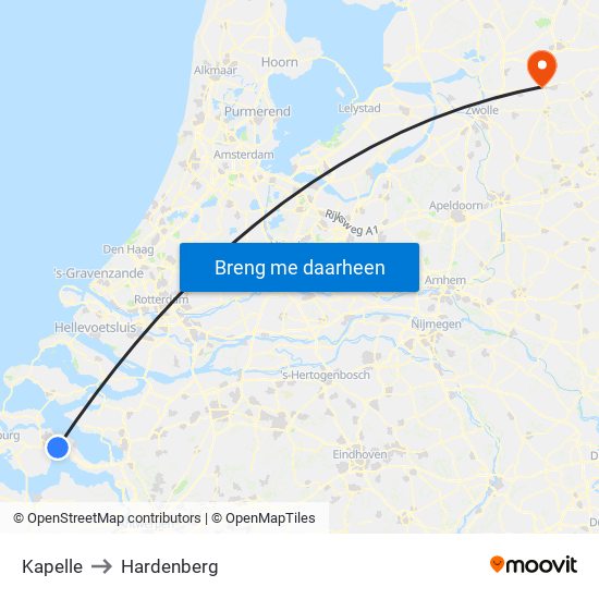 Kapelle to Hardenberg map