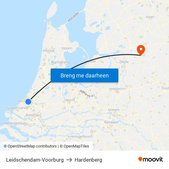 Leidschendam-Voorburg to Hardenberg map