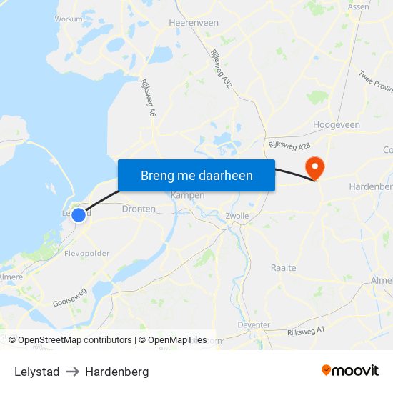 Lelystad to Hardenberg map