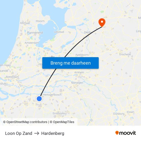 Loon Op Zand to Hardenberg map