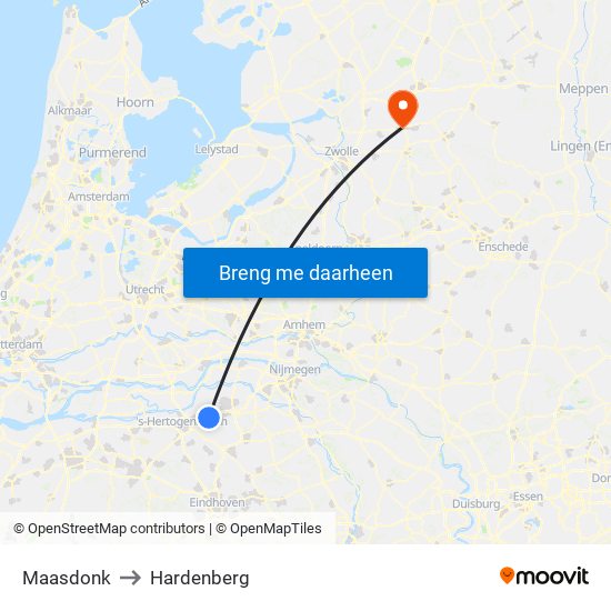 Maasdonk to Hardenberg map