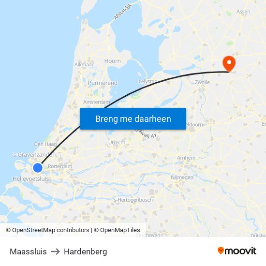 Maassluis to Hardenberg map