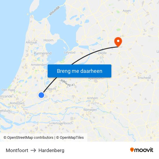 Montfoort to Hardenberg map