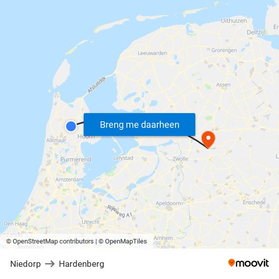 Niedorp to Hardenberg map