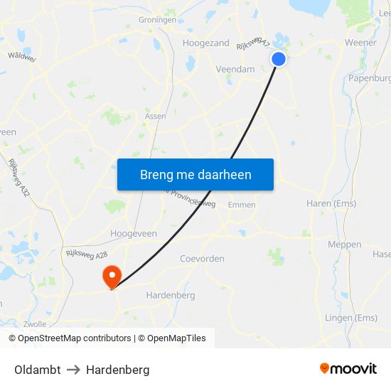 Oldambt to Hardenberg map