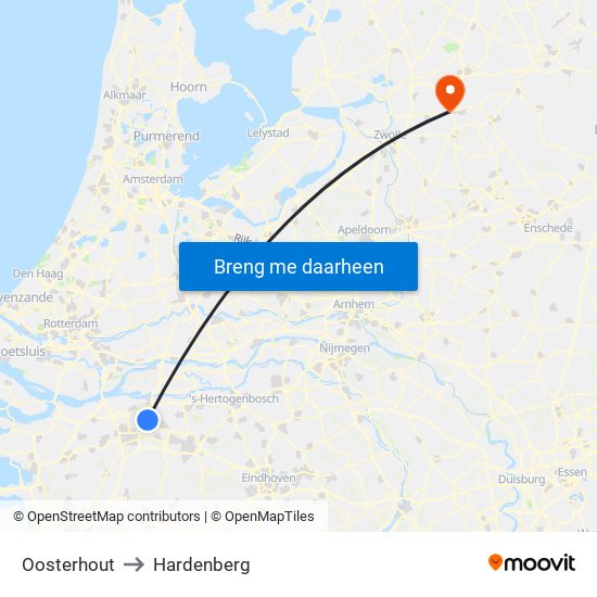 Oosterhout to Hardenberg map