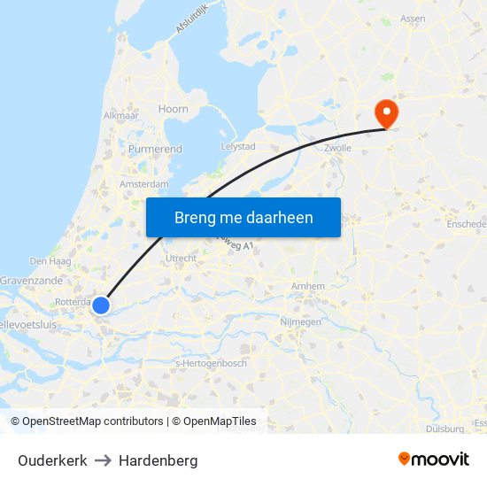 Ouderkerk to Hardenberg map