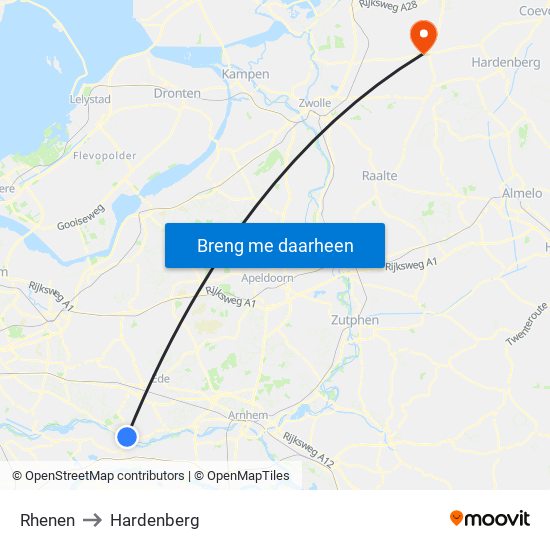 Rhenen to Hardenberg map