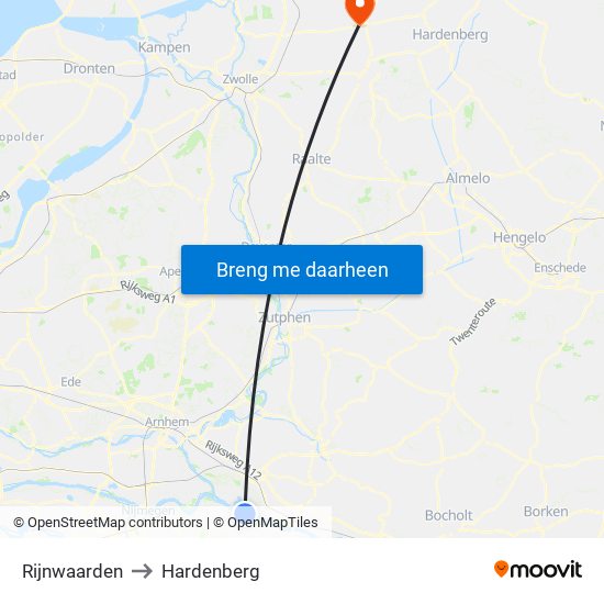 Rijnwaarden to Hardenberg map