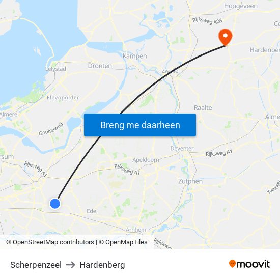 Scherpenzeel to Hardenberg map