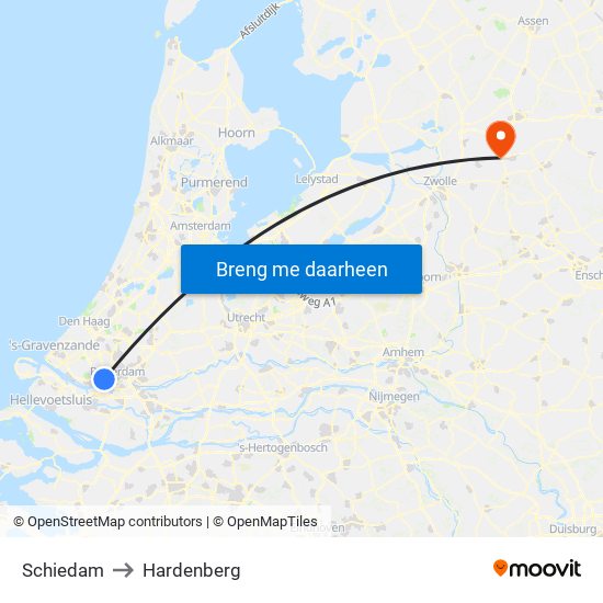 Schiedam to Hardenberg map