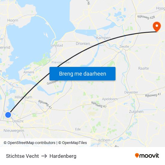 Stichtse Vecht to Hardenberg map