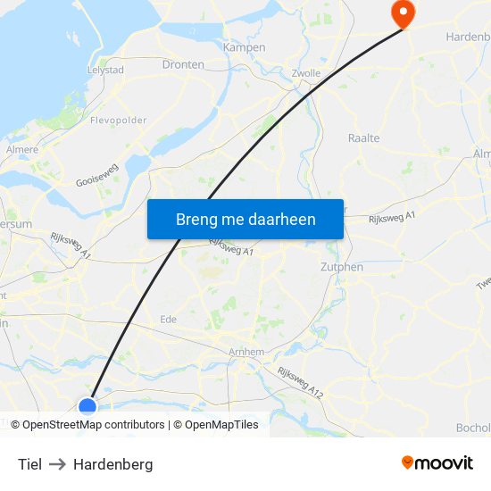 Tiel to Hardenberg map