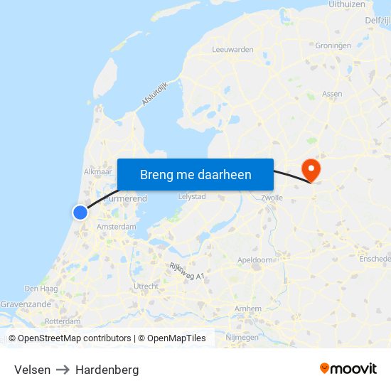 Velsen to Hardenberg map